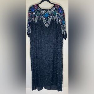 Vintage Beaded Silk Special Occasion Dress Plus Size 4X